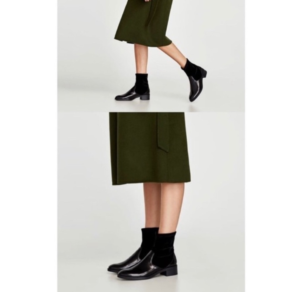 ZARA Black Velvet Chelsea Boots